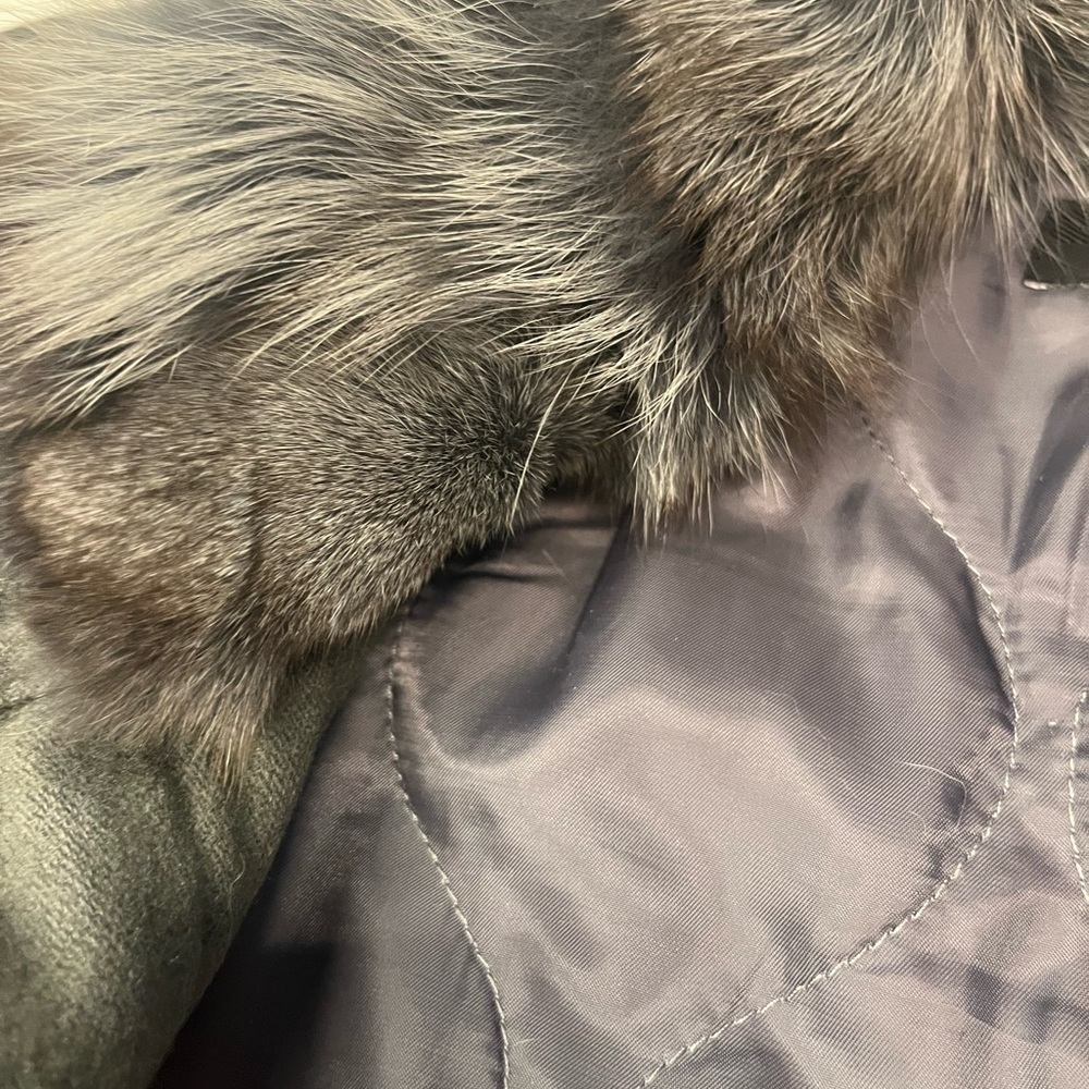 Grey Wool/Cashmere and Rabbit Fur Utility Jacket London Women’s Medium - Picture 13 of 13